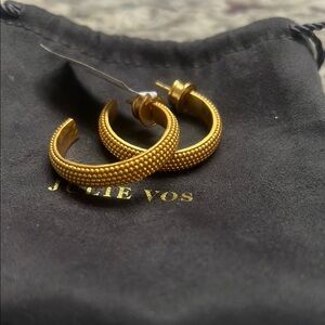 Julie Vos Gold Textured Hoop Earrings